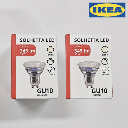 이케아 LED GU10소켓 345루멘 4.1W 2700K, 전구색, 2개