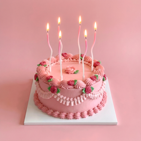 웨이브초 5팩 케이크초 생일초, 30개, 6g, 핑크 그라데이션