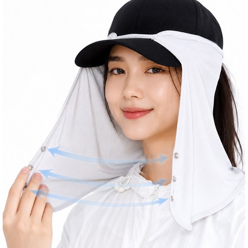 라리브 얼굴 햇빛가리개 모자 썬가드, 1개, 화이트