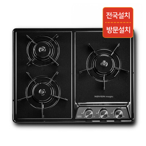 [전문설치]나비엔 빌트인 3구 가스레인지(배터리), LNG, GRB-7003ND/PD