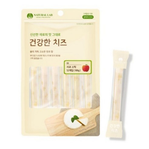 네츄럴랩 강아지 건강한 치즈 간식, 사과 스틱, 100g, 2개