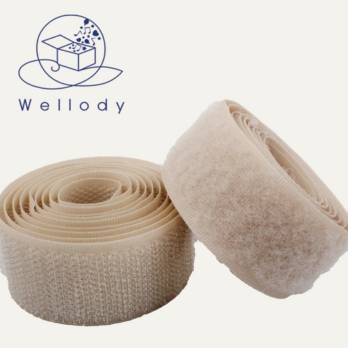 벨크로 찍찍이 밸크로 봉제 재봉형 2.5cm 연베이지 색상 세트 1M, 1개, 재봉형 2.5cm-연베이지 1m