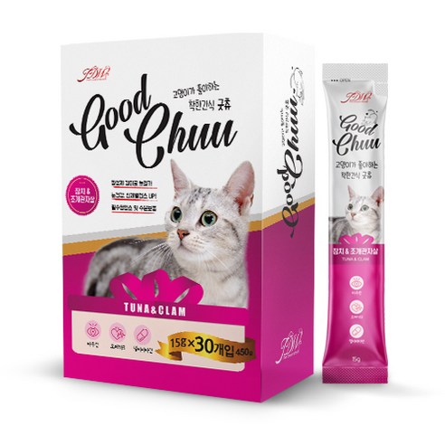 굿츄 짜먹는 고양이 대용량 간식, 30개, 15g, 혼합맛(참치/조개관자살)