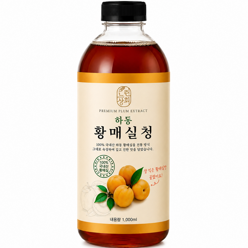 [100% 국산 자연숙성] 하동 황매실청, 1개, 1L