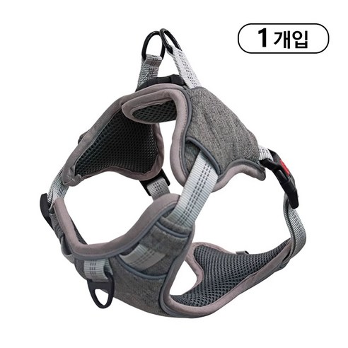 VIX Group 애완용 펫 하네스 멍멍이 조끼하네스 중소형견 착용 초경량 벨크로하네스, 1개, 그레이