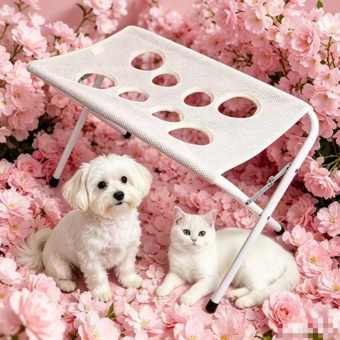 강아지 목욕 거치대 접이식 반려동물 미용 거치대 샤워 해먹 드라이 발톱관리 소형견 고양이 겸용, 그레이, 1개 - 욕조