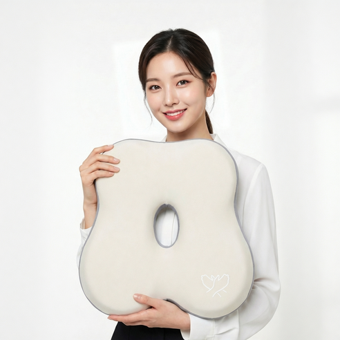 오운 메모리폼 무하중 도넛 방석, 1개, 베이지