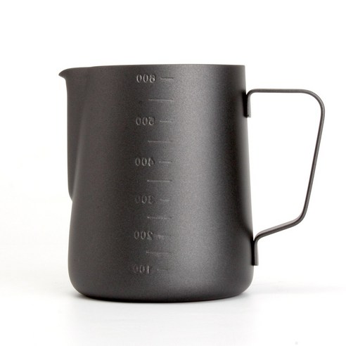 눈금 테프론 스팀피쳐 600ml 블랙 핸드 밀크저그 계량컵, 단일, 1개