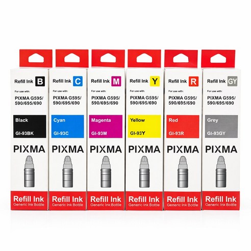 잉크아울렛 캐논 GI-93 호환잉크 6색세트 PIXMA G590 G595 G690 G695 GI93 GI93 캐논GI93세트 GI93, GI-93 6색 재생잉크, 1세트