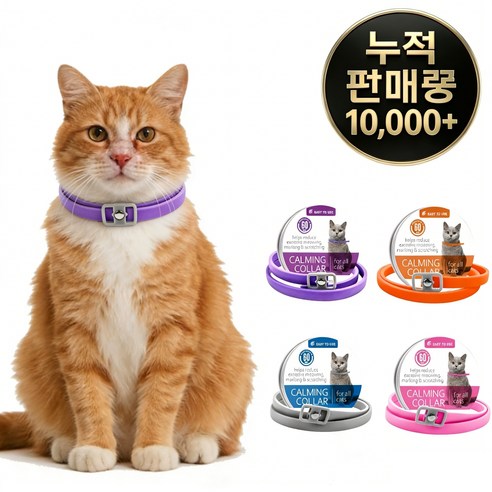 고양이 진정 페로몬 목걸이 스트레스 불안 완화 카밍칼라, 퍼플, 1개