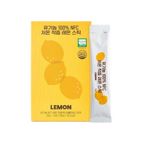 유기농 100% 저온 착즙 레몬 스틱(20g), 280g, 1박스