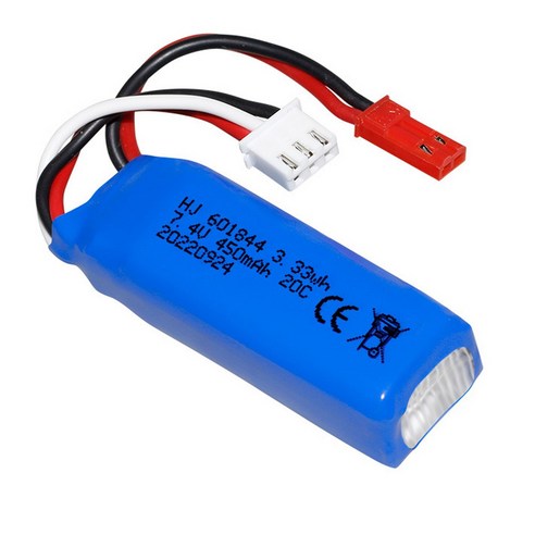7.4V 450mAh 2S LiPo 배터리 20C JST 커넥터 WLtoys 미니 RC카 드론 호환 601844 K979 K989 K999 K969, 1개, (BT) 7.4v 450mah(XH.JST)(블루)