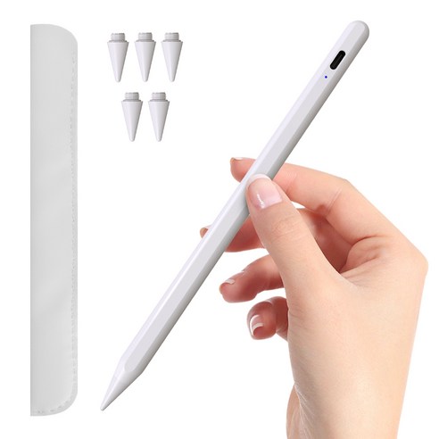 WOWWAY 아이패드 펜슬 터치펜 애플 iPad 호환용 블루투스형 usb-c 초미세 터치플렉스펜 스마트펜, 1개, 화이트