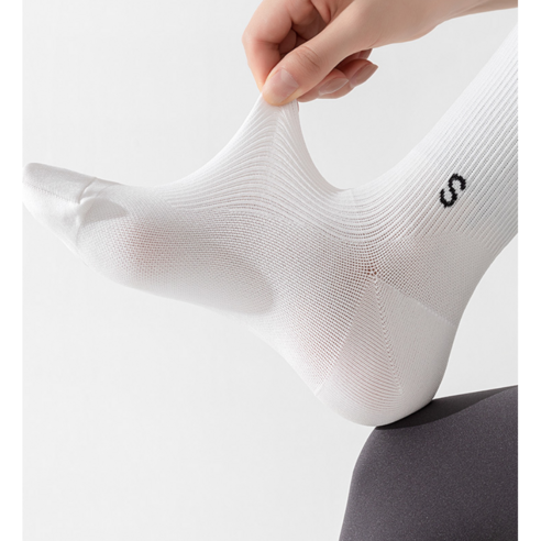 고탄성 골지 압박 필라테스 골프 요가 스포츠 롱삭스 2켤레 이미지 4