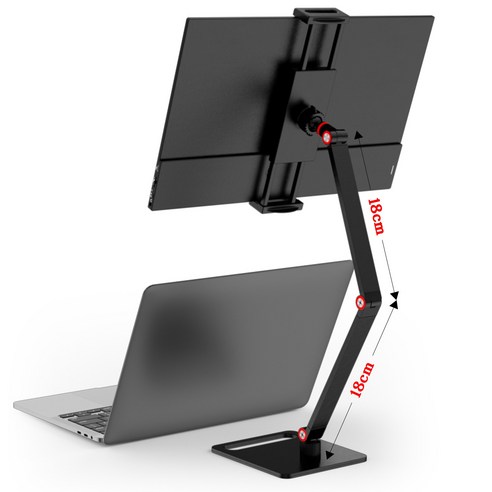 MagicRaven 휴대용 모니터 거치대 테블릿 스탠드 360도 회전 높이조절 접이식, 1개, 암 길이 18x18cm 블랙
