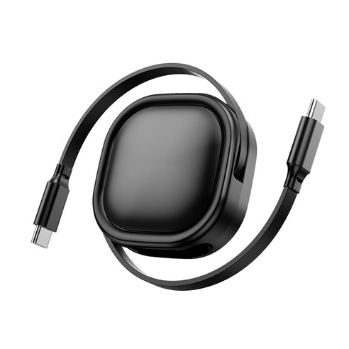 PD3.0 60W C타입 초고속 충전 자동감김 릴케이블 줄꼬임방지 C to C C to USB-A 겸용, 1개, 블랙, 120cm