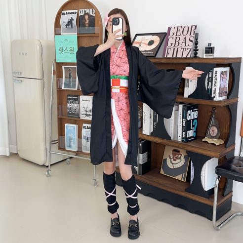 핫스윗 귀멸의 칼날 네즈코 여성 코스프레 의상 풀세트 할로윈 파티 성인용