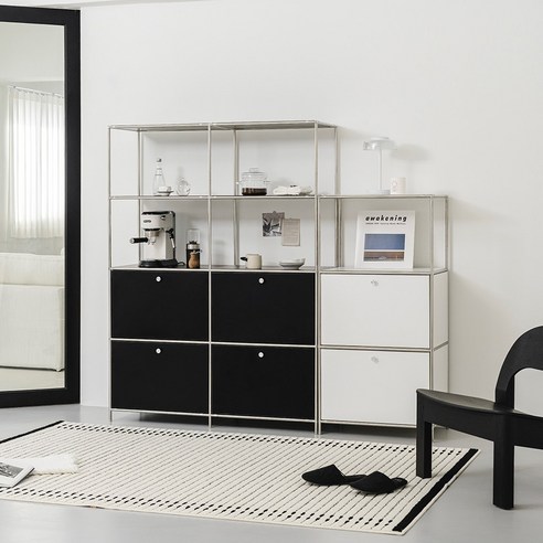 레이아웃 스튜디오 레이어 미드센츄리 모듈 철제 협탁 수납장 플립도어형 400/600/800/1200 - 서랍장 | 쿠팡