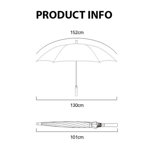 비와 햇볕 모두 해결하는 152cm 특대형 자동 UV차단 골프 우산