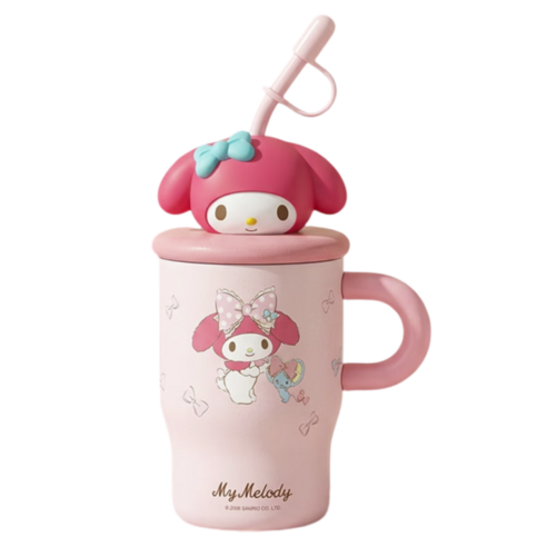 StarR 산리오 캐릭터 피규어 스트로우 핸들 텀블러 3535, 1개, 500ml, 마이멜로디
