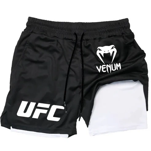 남성 이중구조 UFC 스타일 반바지 속건 MMA 파이트 쇼츠 베넘 트레이닝 운동복 러닝 상하의