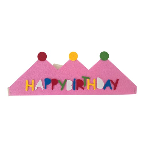 알록달록 펠트 생일파티 왕관 모자, 1개, 핑크
