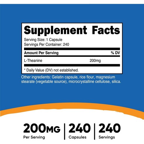 뉴트리코스트 L-테아닌 200mg 캡슐 240정, 1개 이미지 2