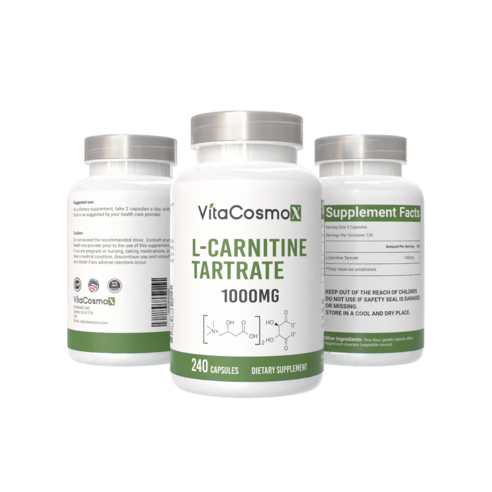 VitaCosmoX 비타코스모엑스 L-카르니틴 타르트레이트 1000mg 야채캡슐 240정, 1개 이미지 3