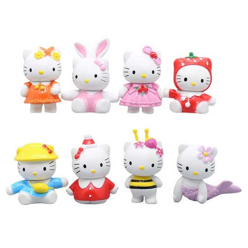 Tiger Pavilion 고양이 캐릭터 코스프레 피규어 8개입, 1세트