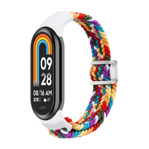 SujuNex 샤오미 미밴드 8/9/10 전용 우븐 스트랩 - Mi Band 8/9/10 Compatible Woven Strap, 16# 무지개, 1개