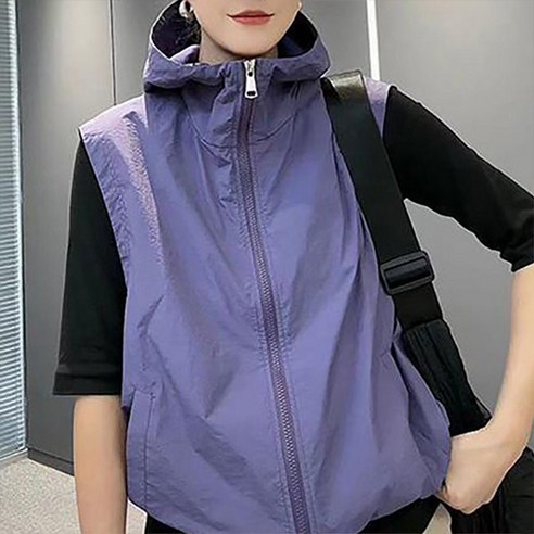 데일로엔 여성 여름 빅사이즈 레이어드 아노락 후드 조끼