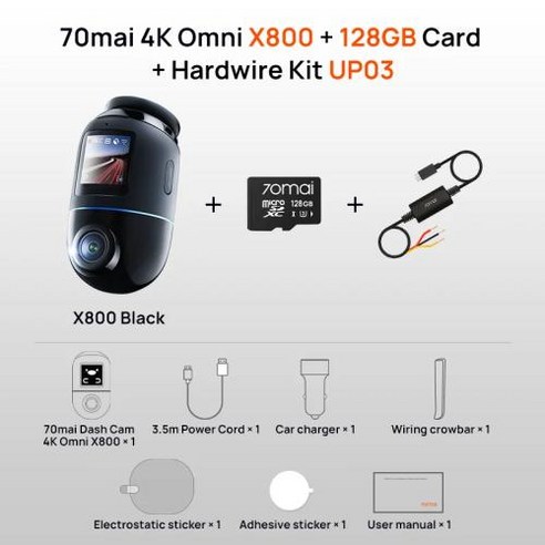 차량용 대시 캠 녹음기 블랙박스 전방 후방 대시 카메라 글로벌 버전 70mai 4K Omni X800 HDR 듀얼 채널 와이파이 6 5GHz 음성 제어 슈퍼 커패시터 4G