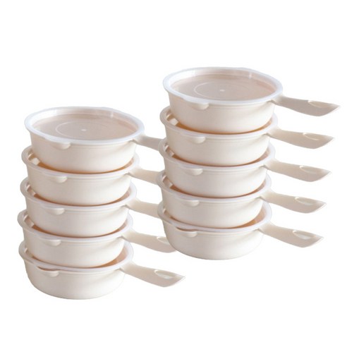 레몬글라스 전자레인지용 냉동밥용기 손잡이 쿡앤밥 500ml 10개 / 냉동실에서 꺼내 바로 전자렌지에 사용, 아이보리, 1세트