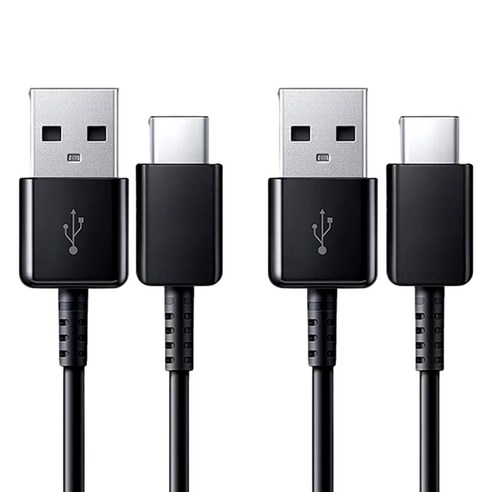 [neonp] 1+1 삼성전용 USB C타입 고속 충전 케이블 갤럭시 스마트폰 탭 호환, 블랙, 2개, 200cm