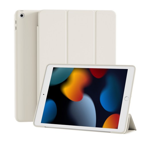 iPad 보호 케이스 자동 잠자기/깨우기 Apple 5/6/7/8/9/10/11 세대 10.2 Soft TPU Air/4/5/6/7 얇고 가벼운 보호 케이스 10.9인치에 적합, 화이트, 1개