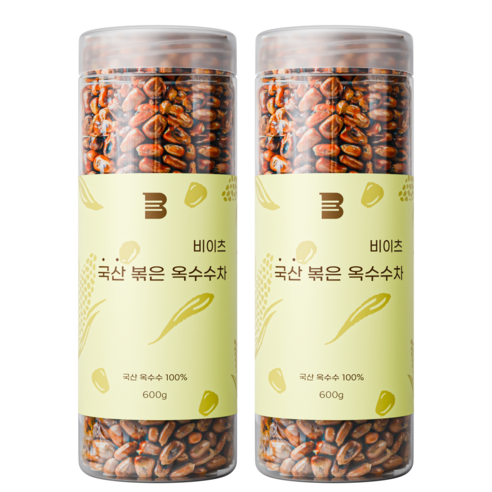 [국산 100%] 비이츠 국산 볶은 옥수수차, 1개, 2개입, 600g