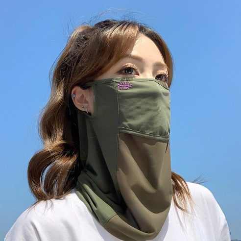 분리형 자외선차단 스포츠 마스크 골프 등산 낚시 쿨 넥커버 얼굴가리개, 1개, 그린