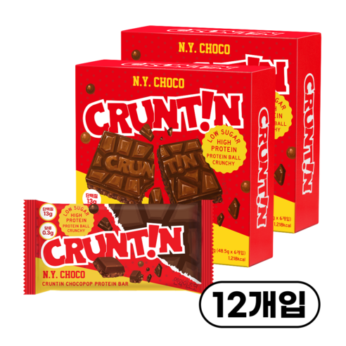 [본사공식몰] 크런틴 초코팝 단백질바 NY초코 당0g대, 291g, 2박스
