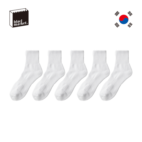 스포츠 중목양말 5켤레세트 파일쿠션핏 헬스 러닝용, (L사이즈) 250~280mm x  화이트 x 5켤레