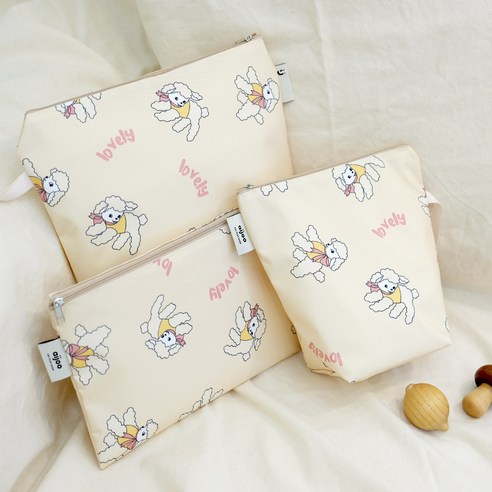 아이주 어린이집 파우치 3종 세트 KC인증 방수파우치 대 + 중 + 소 3 사이즈 러블리양 파우치 3종 세트, 러블리양 파우치 3종 세트 섬네일