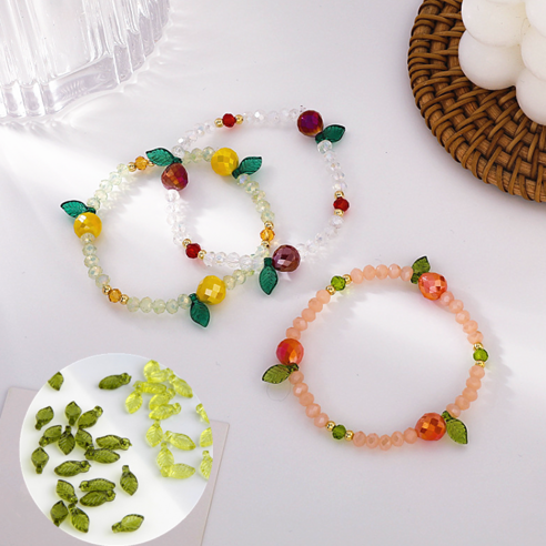 (10pcs)미니 나뭇잎과일피치 론델컷비즈반지팔찌재료, 피치볼 레드색(L20-7), 1세트