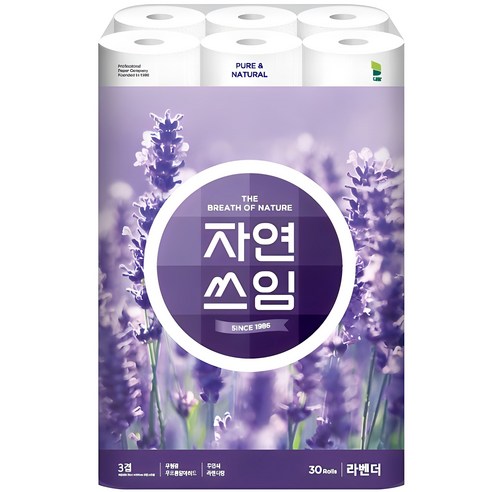 더 도톰한 자연쓰임 무형광 라벤더 화장지 30롤, 1개 솔직 후기 | 실사용자 리뷰 분석 - 상품 이미지 1