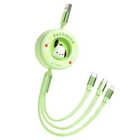 산리오 3인1 데이터 케이블 20W SJ-719, 1개, 그린, 120cm