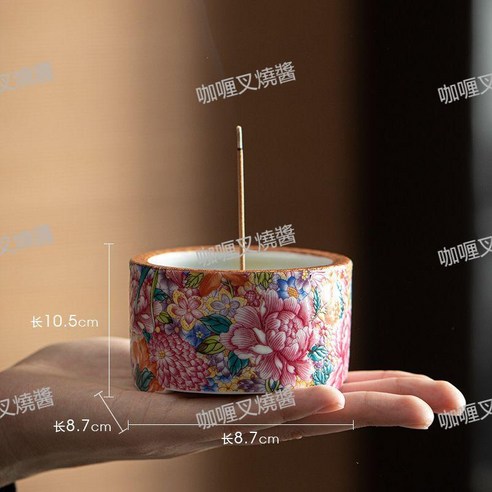 百花齊放陶瓷琺琅彩香薰爐家用室內盤香爐, 【百花齊放】線香爐/ZX - 擴