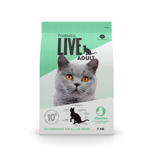 프로바이오틱라이브 어덜트용 고양이 건식사료, 닭, 2kg, 1개 닭, 2kg, 1개