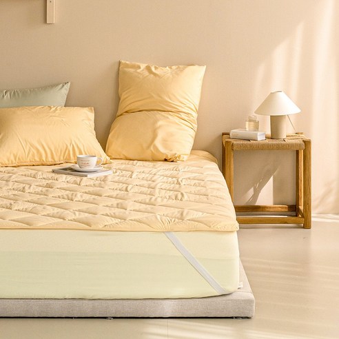 보넬라 침대패드 고정밴드 디테일 및 알러지케어 원단 확대