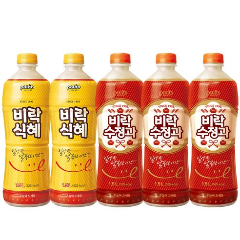 팔도 1.5L 비락 수정과 3개 + 식혜 2개 총 5패트 전통 음료