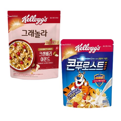 켈로그 시리얼 2종 세트 (콘푸로스트 + 크랜베리 아몬드 그래놀라), 600g, 1세트