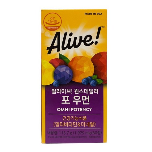 얼라이브 원스데일리 포 우먼 멀티 비타민, 60정, 1개