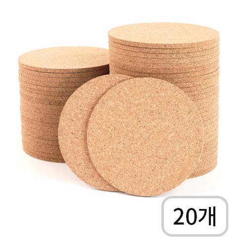 YGG 코르크 티코스터 컵받침대 20개, 베이지, 1세트